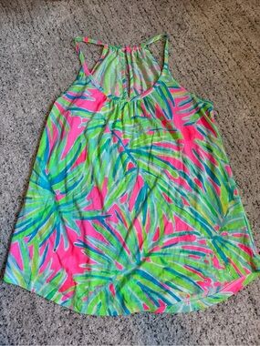 Lilly Pulitzer Neon Palm Halter Tank Top - Pink, Green & Blue Euc XXS